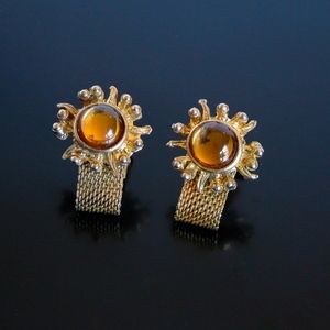 Vtg Wrap Around Jeweled STARBURST Cufflinks